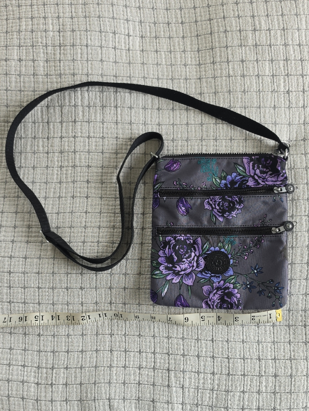 Kipling Floral Crossbody Bag in Purple and Gray